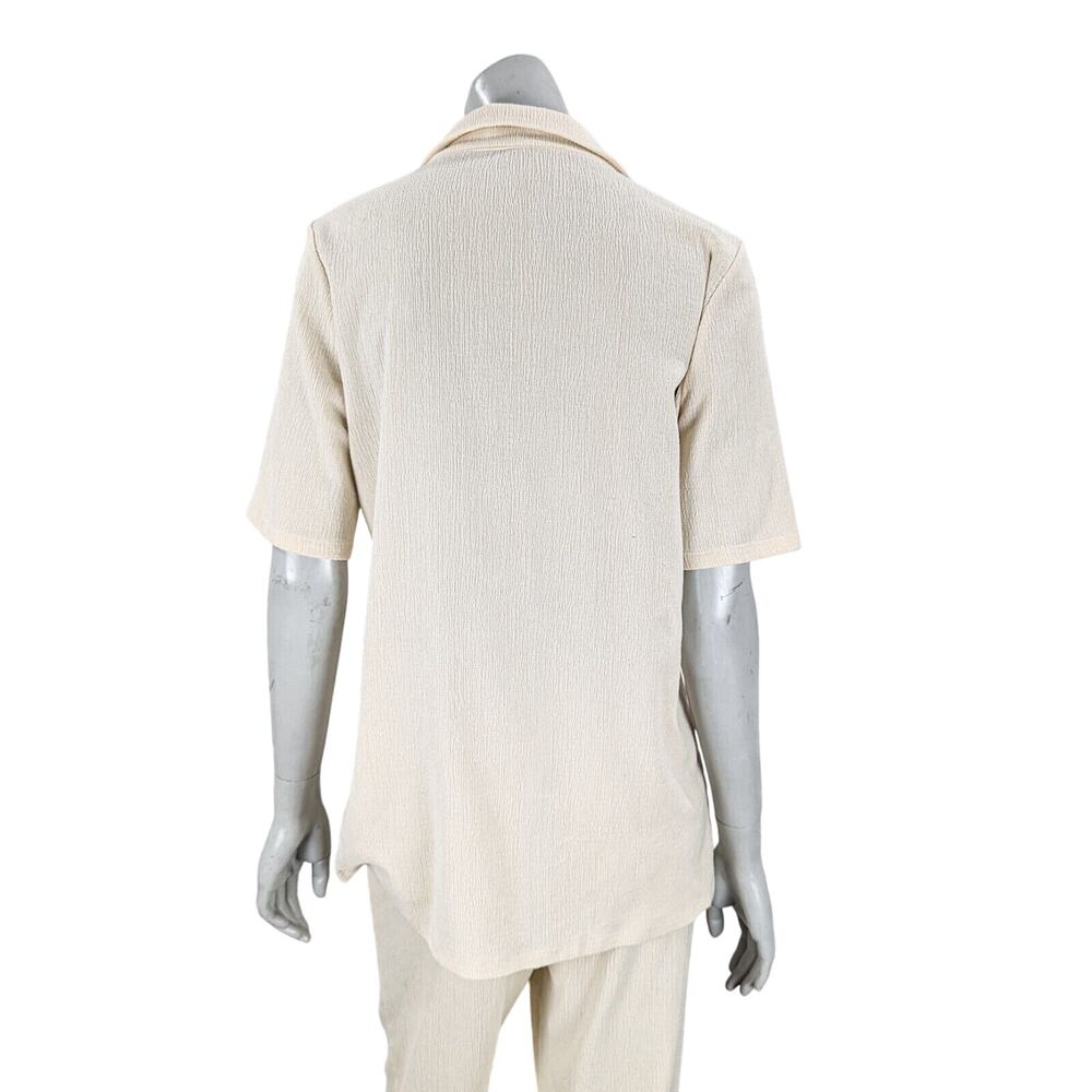 REFORMATION 2 Piece Set Pant & Shirt in Beige crinkle size Medium - Picture 12 of 12